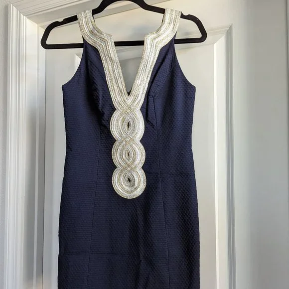 Lilly Pulitzer | Dresses | Navy Gold Silver Lilly Pulitzer Dress | Poshmark